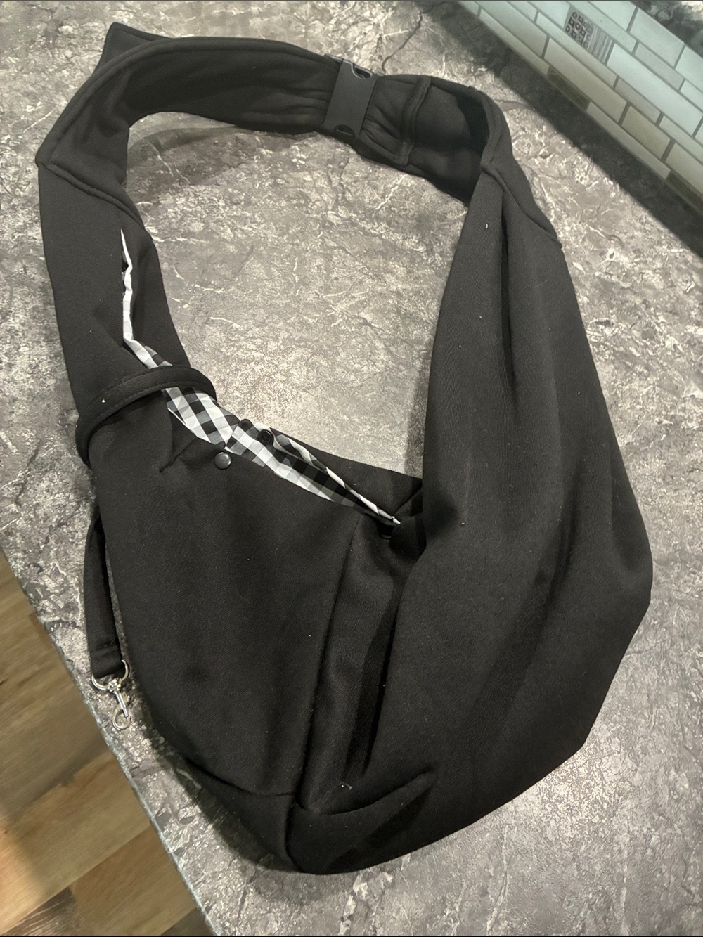 Puppy Sling Bag with Checkered Lining
